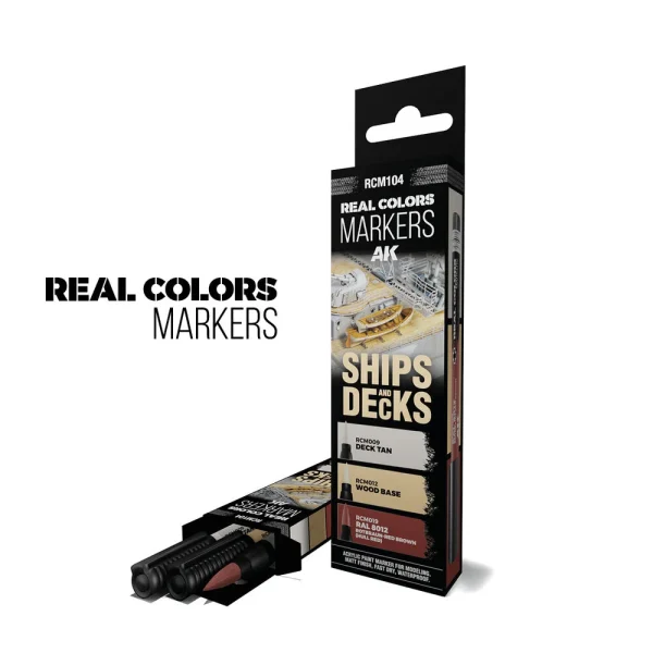 5568339156 AK Interactive – SHIPS & DECKS – SET 3 REAL COLORS MARKERS – RCM104 - AK Interactive - Ludik Vault