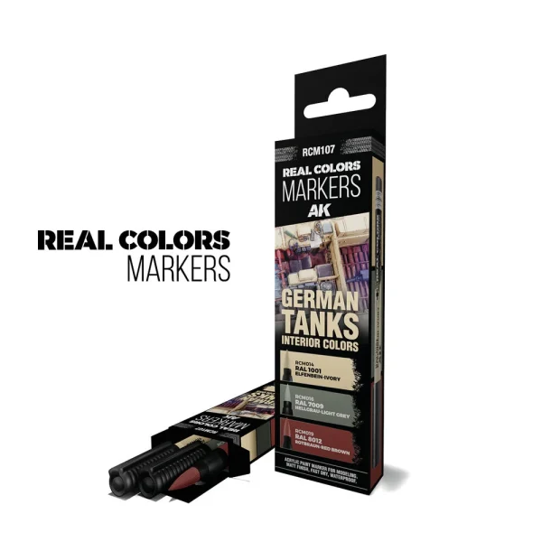 5568339187 AK Interactive – GERMAN TANKS INTERIOR COLORS – SET 3 REAL COLORS MARKERS – RCM107 - AK Interactive - Ludik Vault