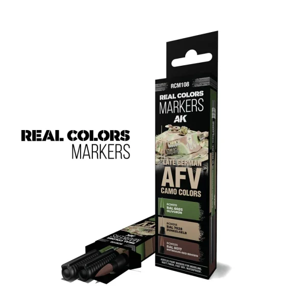 AK Interactive – LATE GERMAN AFV CAMO COLORS – SET 3 REAL COLORS MARKERS – RCM108 - AK Interactive - Ludik Vault