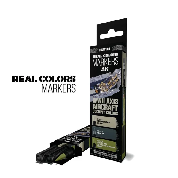 AK Interactive – WWII AXIS AIRCRAFT COCKPIT COLORS – SET 3 REAL COLORS MARKERS – RCM110 - AK Interactive - Ludik Vault
