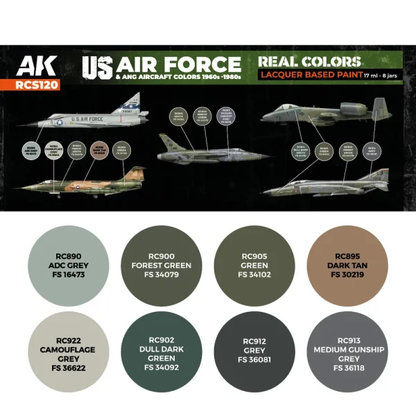 AK Interactive – US Air Force & ANG Aircraft Colors 1960s-1980s SET – RCS120 - AK Interactive - Ludik Vault