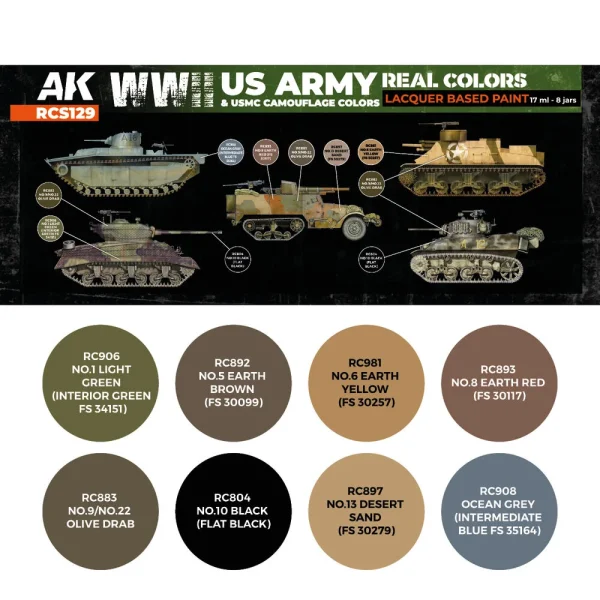 5568340244 AK Interactive – WWII US Army & USMC Camouflage Colors SET – RCS129 - AK Interactive - Ludik Vault