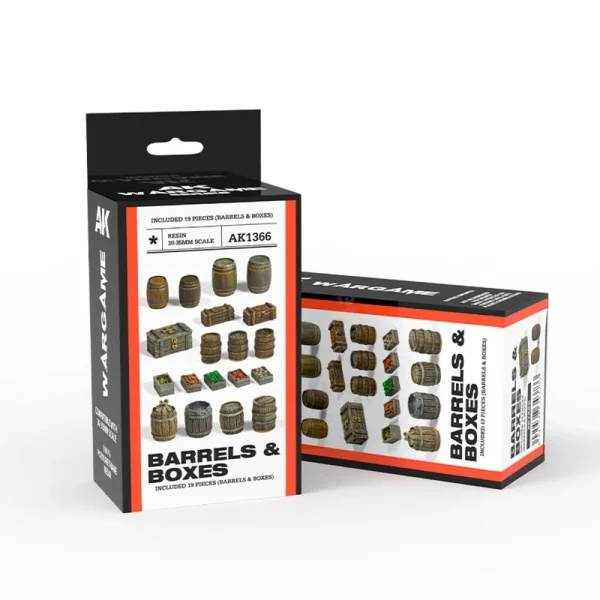 5568343733 AK Interactive – BARRELS & BOXES WARGAME SET (RESIN 30-35MM) – AK1366 - AK Interactive - Ludik Vault