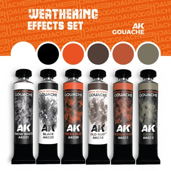 5568346765-1 AK Interactive - WEATHERING EFFECTS SET - AK GOUACHES - AKG25