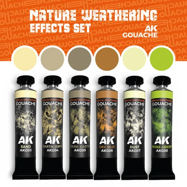 5568346772-1 AK Interactive - NATURE WEATHERING EFFECTS SET - AK GOUACHES - AKG26