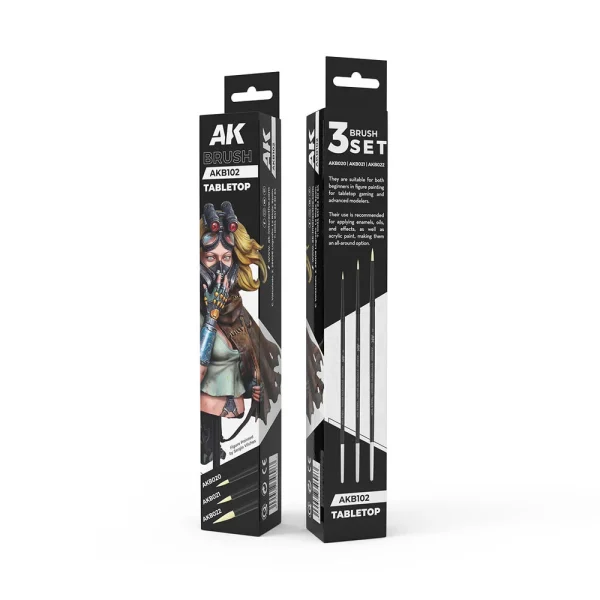 AK Interactive - TABLETOP SYNTETHIC BRUSHES SET (3 brushes) - AKB102