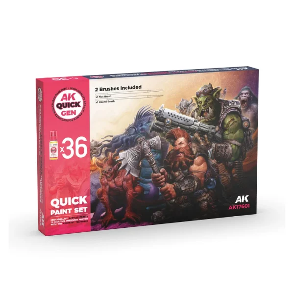 5568350076 AK Interactive – QUICK PAINT SET – 36 QUICK GEN COLORS (+2 FREE BRUSHES) – AK17601 - AK Interactive - Ludik Vault