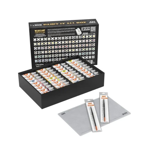 5568350113-3 AK Interactive - WARGAME PAINT IT ALL BOX 72 COLORS 3GEN - AK11783