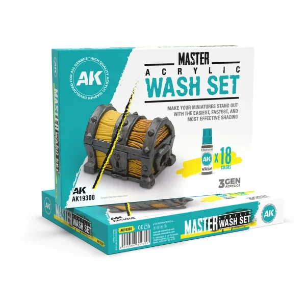 5568354357 AK Interactive – MASTER ACRYLIC WASH SET FULL RANGE 18 COLORS – AK19300 - AK Interactive - Ludik Vault