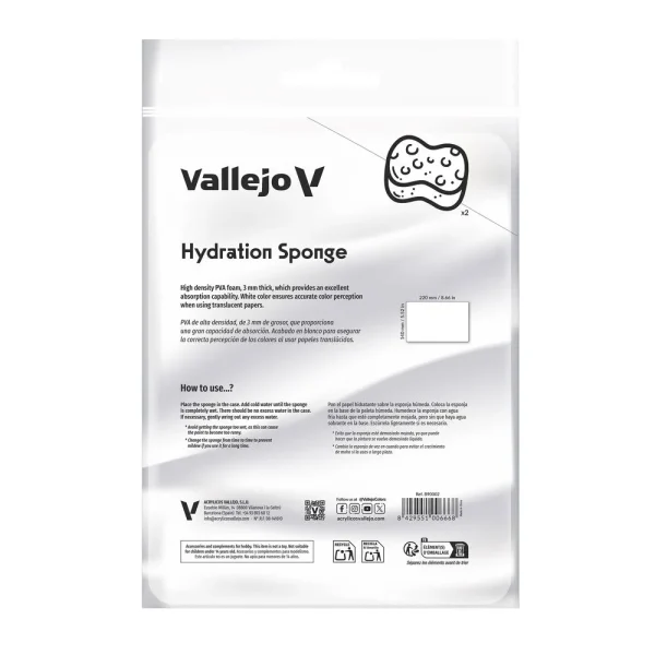 9551006668 Vallejo – 2 Reusable hydration sponges (220 x 140 mm) – B90002 - Vallejo - Ludik Vault