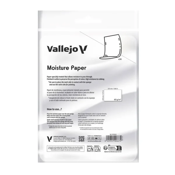 9551006675 Vallejo – 30 Sheets of moisture paper (225 x 145 mm) 60gr – B90003 - Vallejo - Ludik Vault