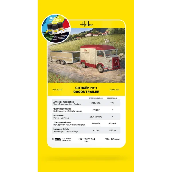 1000523310-card Heller - STARTER KIT Citroen HY + Goods Trailer - 52331