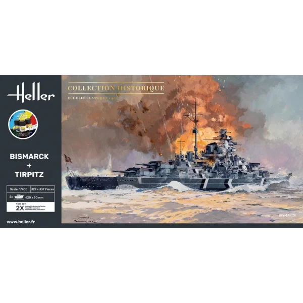 1000550780-2 Heller - STARTER KIT Twin Set Bismarck + Tirpitz - 55078