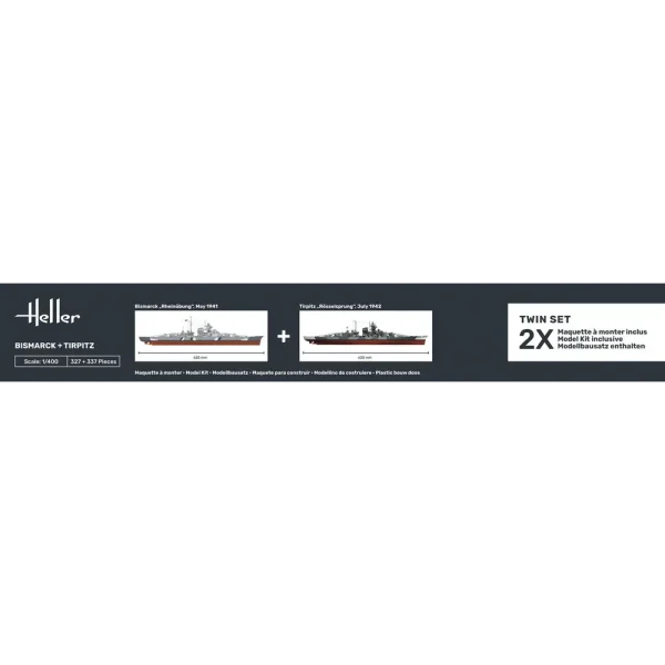 1000550780-4 Heller - STARTER KIT Twin Set Bismarck + Tirpitz - 55078