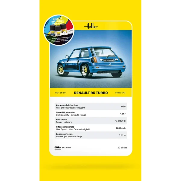 1000561500-card Heller - STARTER KIT Renault R5 Turbo - 56150