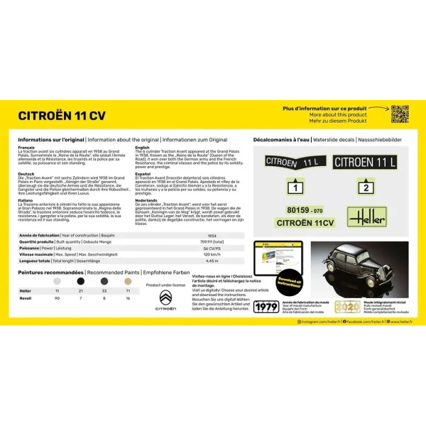 1000561590-3 Heller - STARTER KIT Citroen 11 CV - 56159