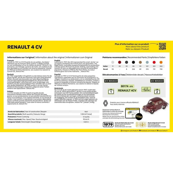 1000561740-3 Heller - STARTER KIT Renault 4 CV - 56174