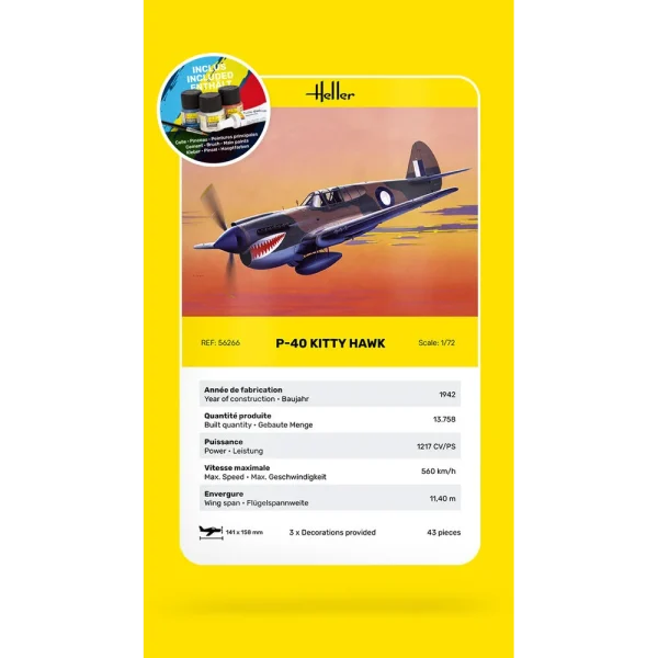 1000562660-card Heller - STARTER KIT P-40 Kitty Hawk - 56266