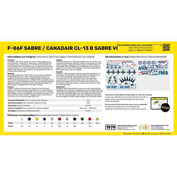 1000562770-3 Heller - STARTER KIT F-86F Sabre / Canadair CL-13 B Sabre VI - 56277