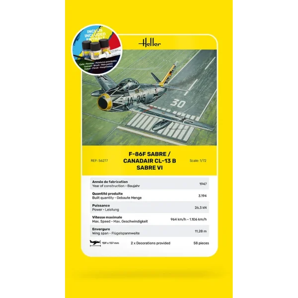 1000562770-card Heller - STARTER KIT F-86F Sabre / Canadair CL-13 B Sabre VI - 56277