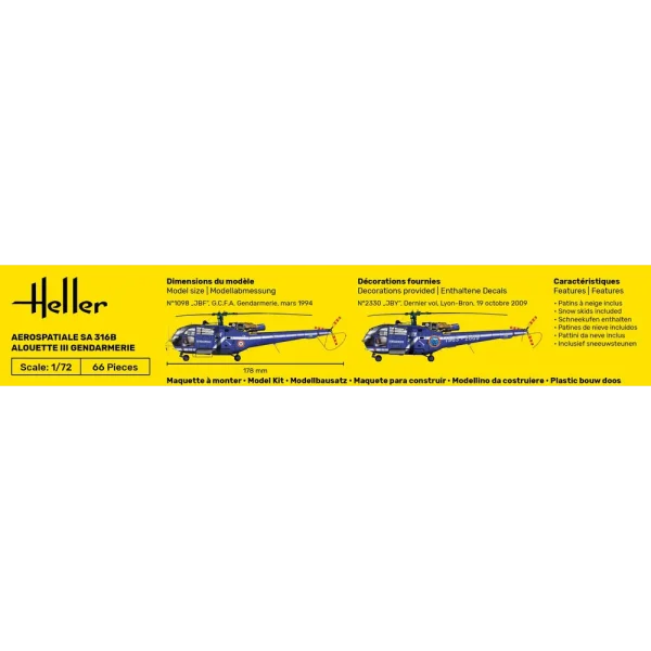 1000562860-4 Heller - STARTER KIT SA 316 Alouette III Gendarmerie - 56286