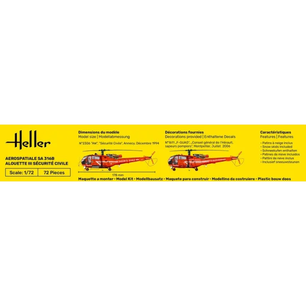 1000562890-4 Heller - STARTER KIT Alouette III Sécurité Civile - 56289