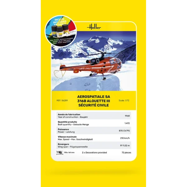 1000562890-card Heller - STARTER KIT Alouette III Sécurité Civile - 56289