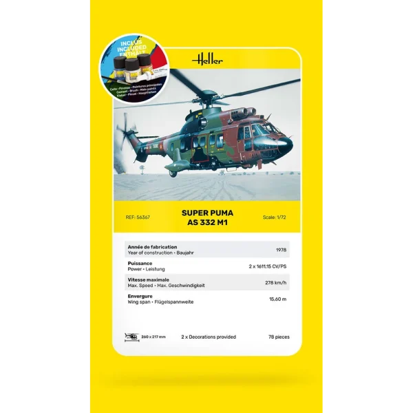 Heller - STARTER KIT Super Puma AS 332 M1 - 56367