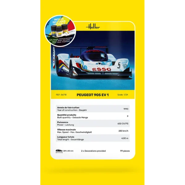 Heller - STARTER KIT Peugeot 905 EV 1 - 56718