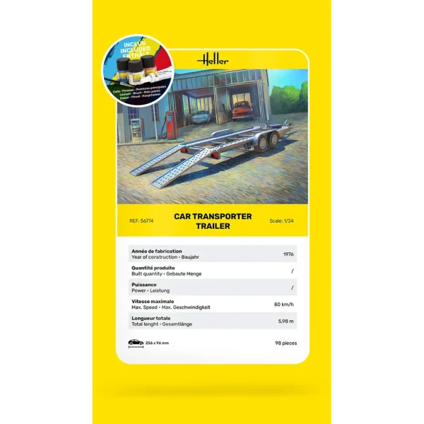 1000567740-card Heller - STARTER KIT Car Transporter Trailer - 56774