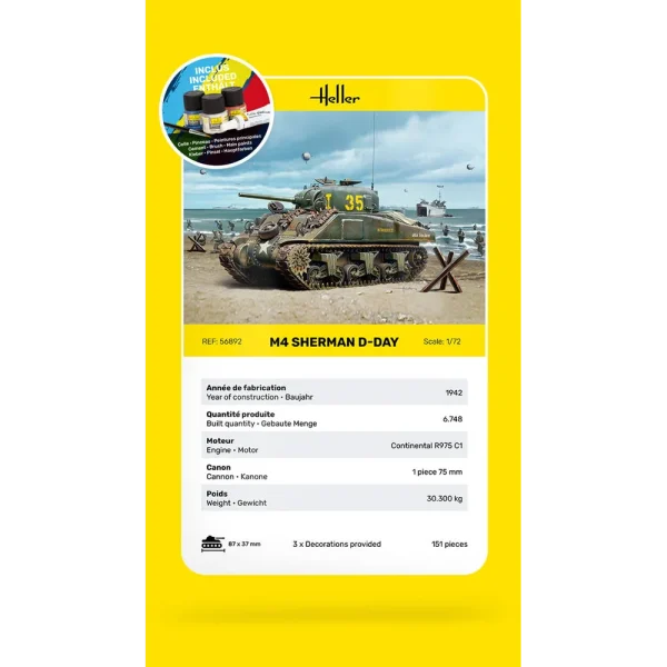 1000568920-card Heller - STARTER KIT M4 Sherman D-Day - 56892