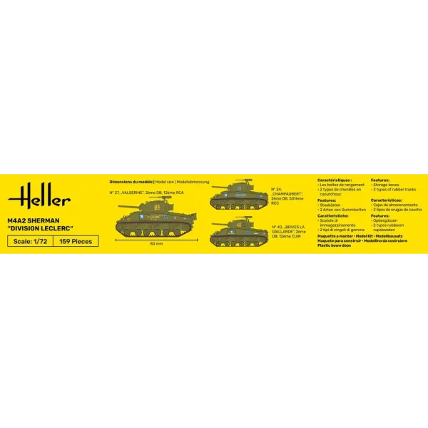 1000568940-4 Heller - STARTER KIT M4A2 Sherman "Division Leclerc" - 56894