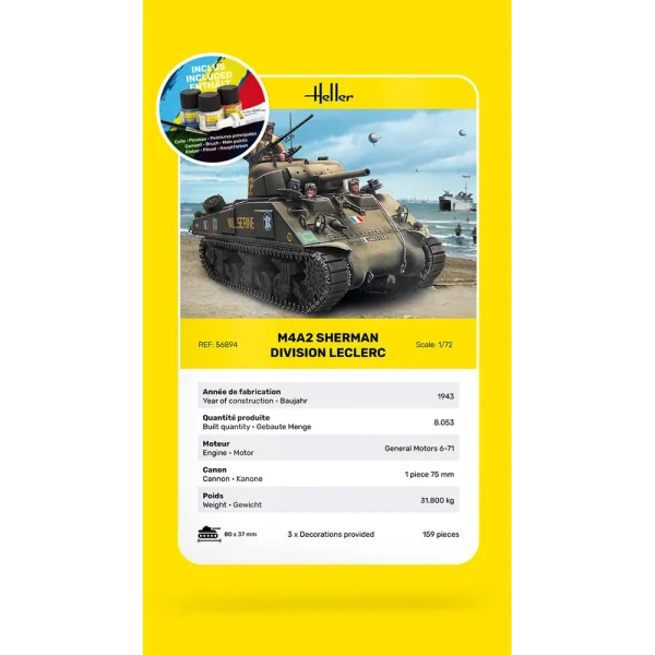 1000568940-card Heller - STARTER KIT M4A2 Sherman "Division Leclerc" - 56894
