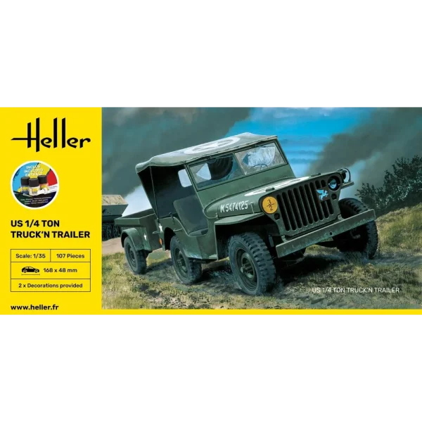 1000571050-2 Heller - STARTER KIT US 1/4 Ton Truck 'n Trailer - 57105