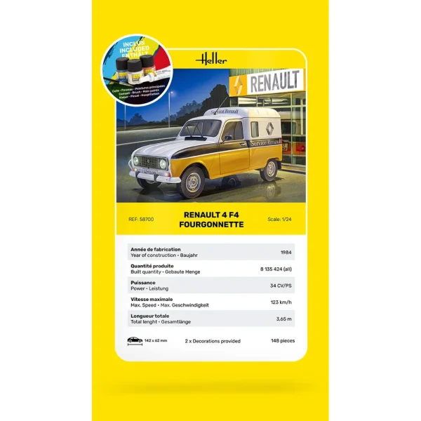 Heller - STARTER KIT Renault 4 F4 Fourgonette - 58700