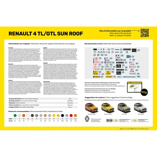 Heller - STARTER KIT Renault 4 TL/GTL Sun Roof - 58704
