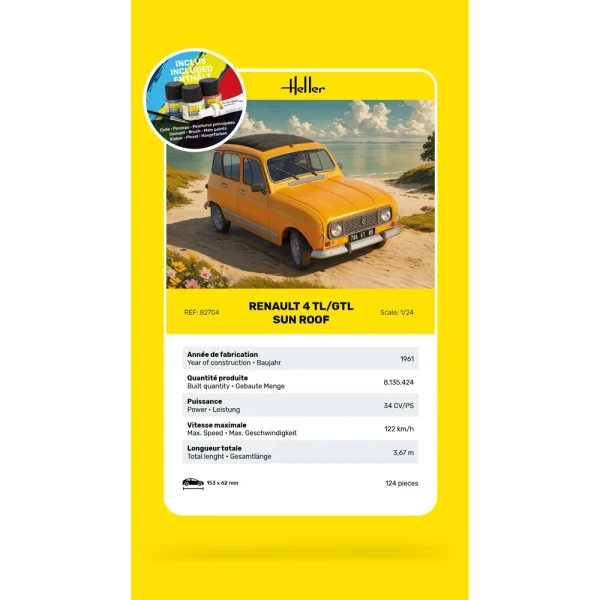 Heller - STARTER KIT Renault 4 TL/GTL Sun Roof - 58704