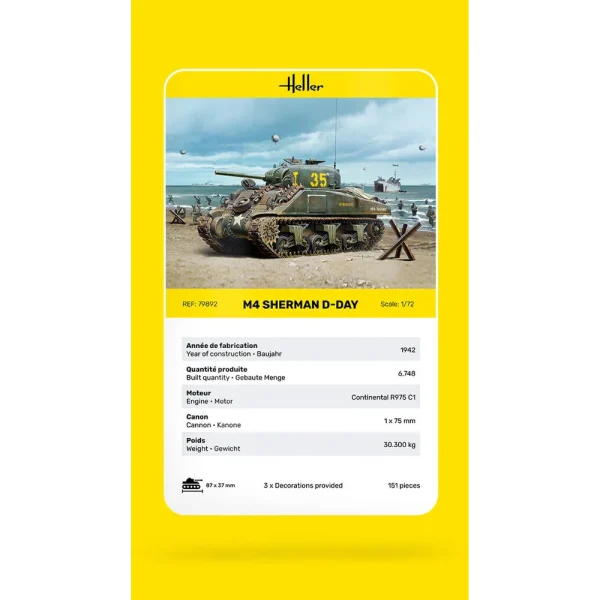1000798920-card Heller - M4 Sherman D-Day - 79892