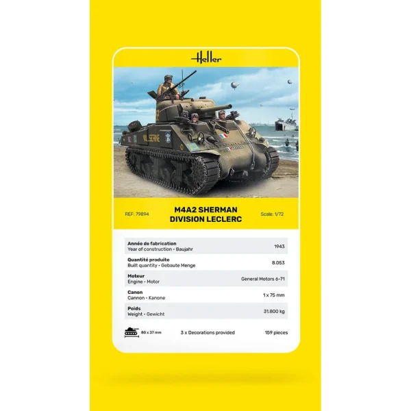 1000798940-card Heller - M4A2 Sherman "Division Leclerc" - 79894