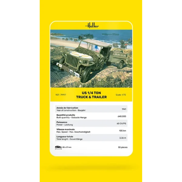 1000799970-card Heller - US 1/4 Ton Truck & Trailer - 79997