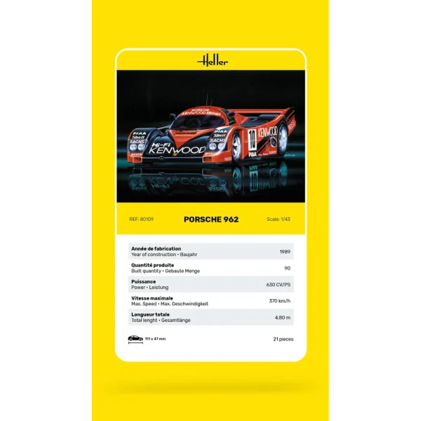 1000801090-card Heller - Porsche 962 - 80109