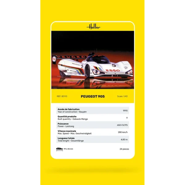 1000801100-card Heller - Peugeot 905 - 80110