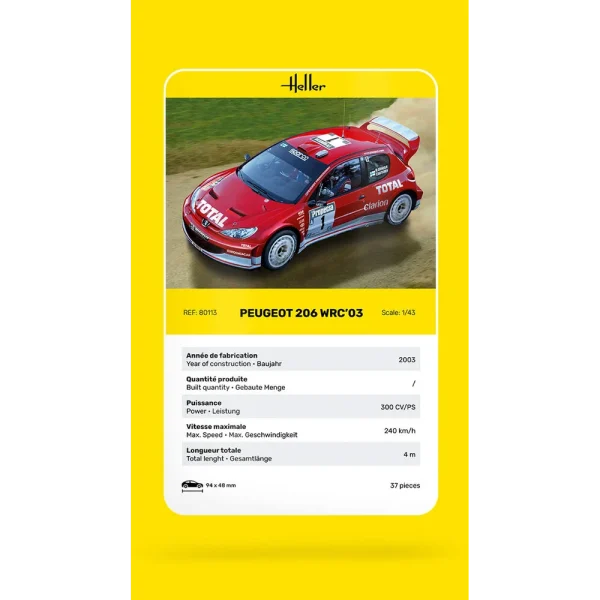 1000801130-card Heller - Peugeot 206 WRC'03 - 80113