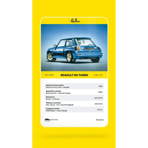 1000801500-card Heller - Renault R5 Turbo - 80150