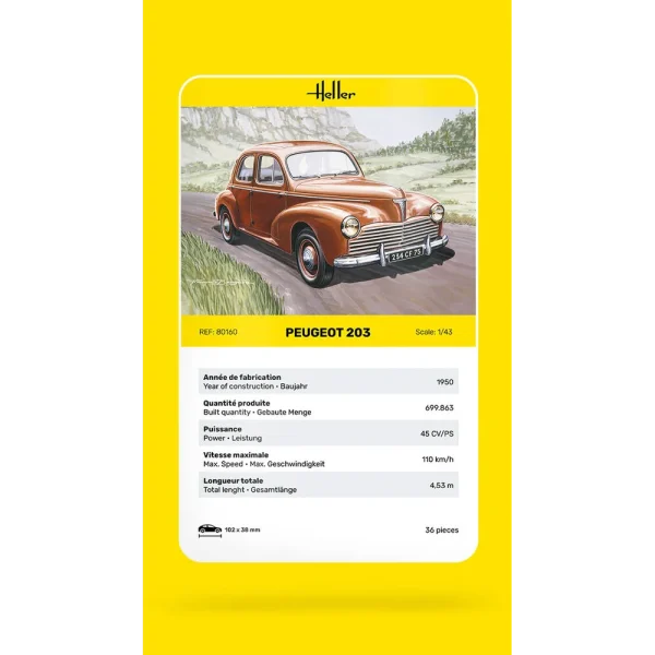 1000801600-card Heller - Peugeot 203 - 80160