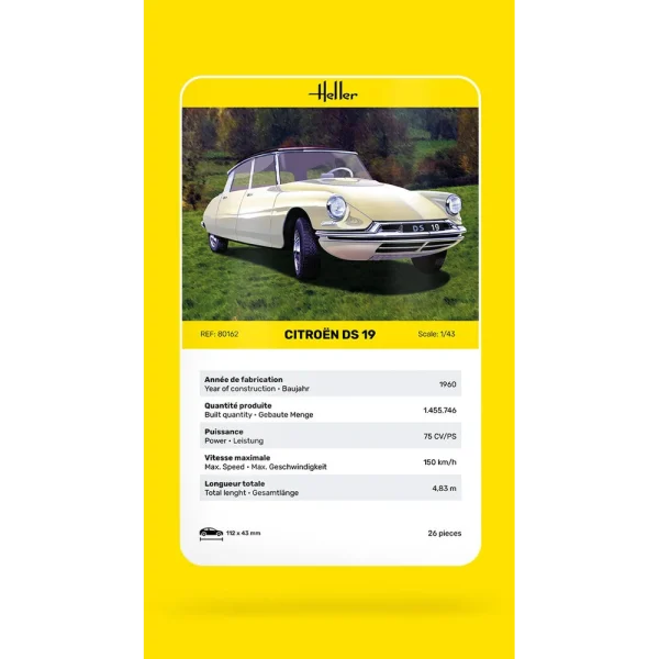 1000801620-card Heller - Citroen DS 19 - 80162