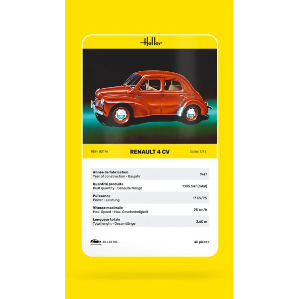 1000801740-card Heller - Renault 4 CV - 80174