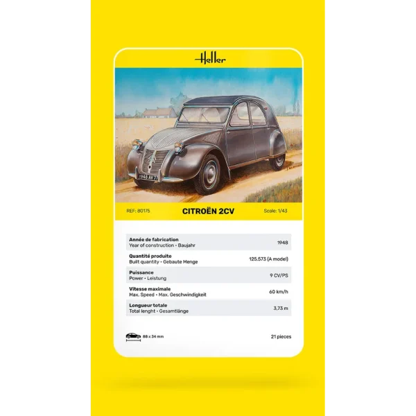 1000801750-card Heller - Citroen 2 CV - 80175