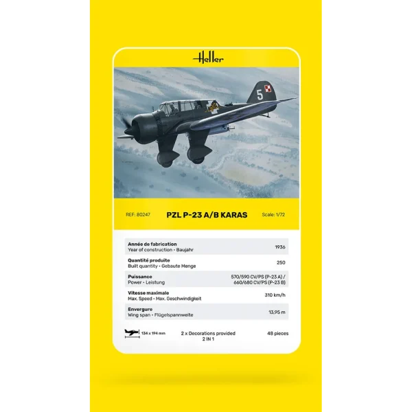 1000802470-card Heller - PZL 23 Karas - 80247
