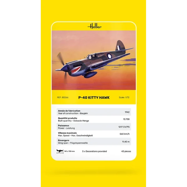 1000802660-card Heller - P-40 Kitty Hawk - 80266